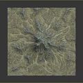 Scenic Landscape Terrain Model With Blue Green Beige Colors And Mountain Valley Patterns