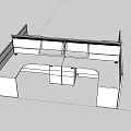 Functional Office Desk With Partition Multiple Workstations Drawers And Storage Cabinets