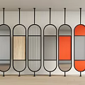 Modern Hanging Room Dividers With Black Frame And Various Panel Textures 3d model
