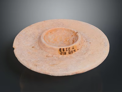 Ancient Round Ceramic Pottery Dish Featuring Historical Inscription On Surface 3d model