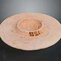 Ancient Round Ceramic Pottery Dish Featuring Historical Inscription On Surface 3d model