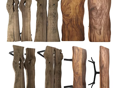Natural Wooden Dining Table Featuring Rustic Design Solid Wood Legs And Natural Texture 3d model