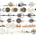 New Chinese Style Landscape Zen Wall Decor Hanging Ornaments 35 SU Model Sets