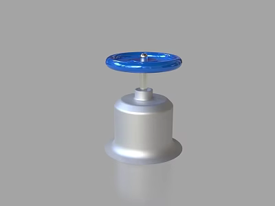 Adjustable Industrial Equipment Control Knob With Blue Top And Silver Base 3d model
