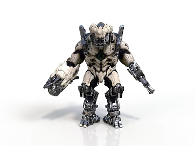 Cybernetic Warrior Character With Armored Mechanical Creature Body And Weaponized Limbs 3d model