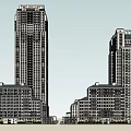 Modern High Rise Buildings And Low Rise Structures In Urban Architectural Exterior Design