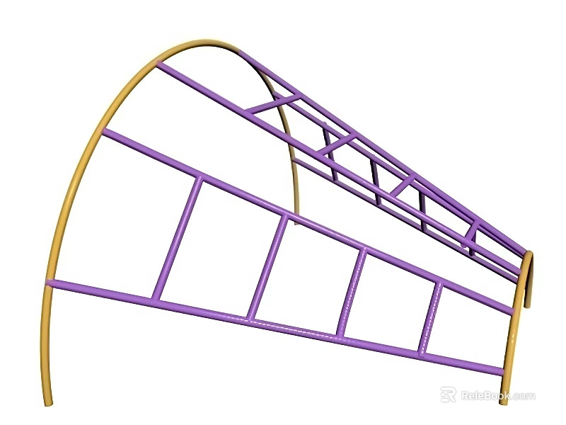 Modern Swing Door Featuring Purple Frame And Curved Structural Design 3d model 