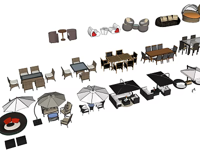 Stylish Table and Chair Sets with Modern Designs for Indoor Outdoor Spaces 3d model