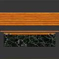 Stepped Bench Design With Orange Wooden Planks Metal Frame And Marble Base