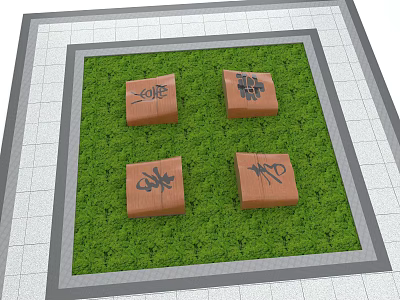 Modern landscape sketch filial piety culture landscape sketch 3d model