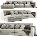 Light Gray Sofa With Multiple Patterned Pillows And Cozy Throw Blanket 3d model