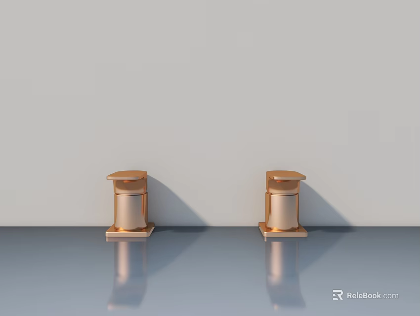 Sleek Modern Swing Door Hinges In Golden Metal For Home Interior Design 3d model 