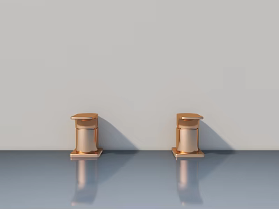 Sleek Modern Swing Door Hinges In Golden Metal For Home Interior Design 3d model