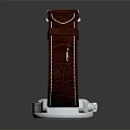 Elegant Wristwatch with White Dial Sub-Dials Brown Leather Strap Silver Stainless Steel Case
