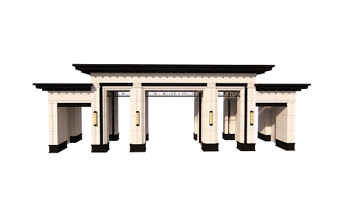 New Chinese-style Gate Entrance 3d model