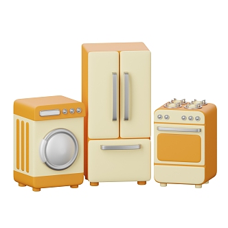 Modern Home Appliances Washing Machine Refrigerator Smart Home Appliances Cartoon Home Appliances 3d model