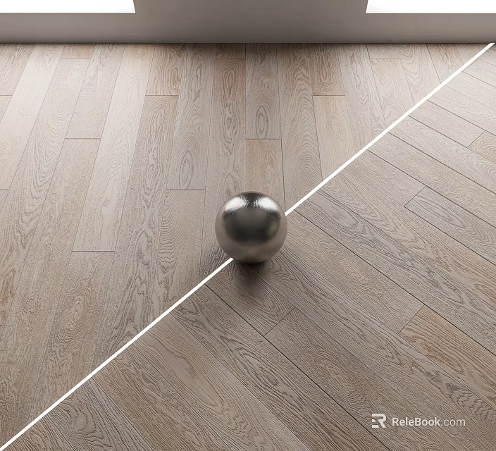 Light Colored Wooden Floor With Natural Texture And Silver Sphere 3d model