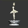 Golden Ballerina Shaped Decorative Furniture Piece With Blue Accent Base