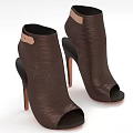 Brown Metallic Peep Toe Stiletto Heel Shoes With Ankle Strap Design