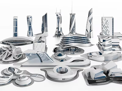 Modern office building, distribution building, special-shaped bird's eye view, commercial podium building, special-shaped venue, science fiction building complex, urban architecture 3d model