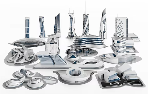 Modern office building, distribution building, special-shaped bird's eye view, commercial podium building, special-shaped venue, science fiction building complex, urban architecture 3d model