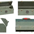Green Metal Toolbox With Lock Clasps Round Badge And Red Handle For Storage
