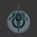 Futuristic Teal Mechanical Structure With Multiple Wing like Components And Circular Base