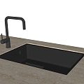 Modern dish washing basin kitchen basin single trough 3d model