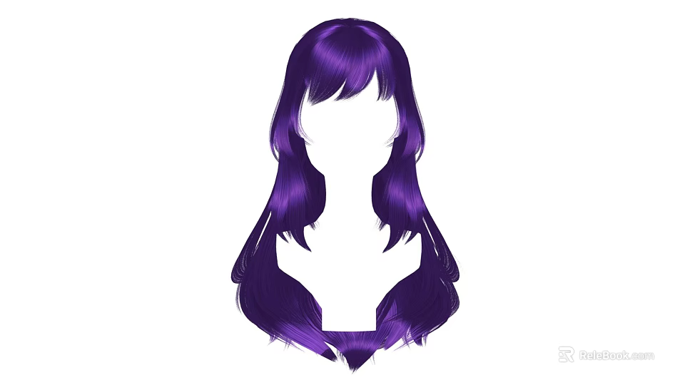 Fashionable Purple Long Hair Hairstyle for Women with Silky Smooth Texture 3d model 