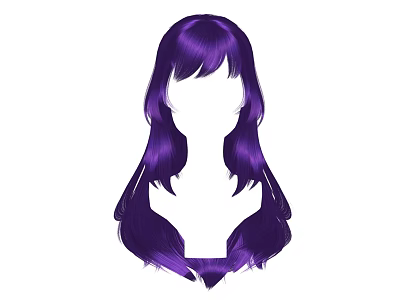 Fashionable Purple Long Hair Hairstyle for Women with Silky Smooth Texture 3d model