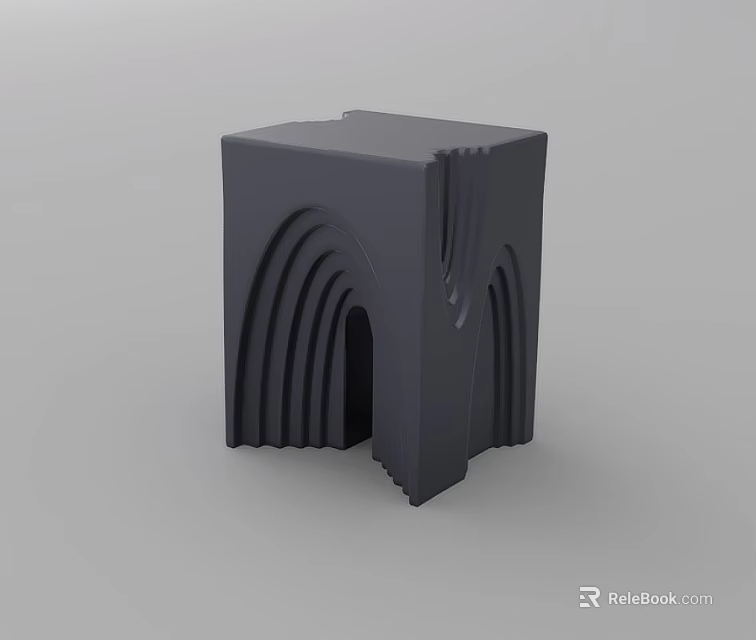 Modern Gray Geometric Decorative Ornament With Curved Lines And Arch Design 3d model 