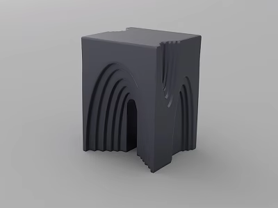 Modern Gray Geometric Decorative Ornament With Curved Lines And Arch Design 3d model