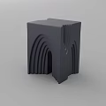 Modern Gray Geometric Decorative Ornament With Curved Lines And Arch Design