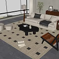 Quiet Chinese and ancient style sofa tea table combination multi-person sofa leisure chair floor lamp ornaments 3d model