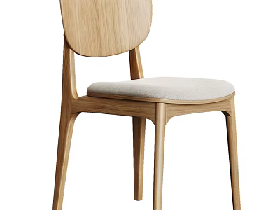 Modern Minimalist Solid Wood Dining Chair With Soft Fabric Padded Seat For Home Use 3d model