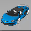 Blue Sports Car Featuring Sleek Design Black Roof White Wheels And Rear Spoiler