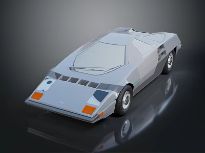 Futuristic Geometric Sports Car Featuring Sleek Silver Body Orange Headlights And Modern 3D Design 3d model