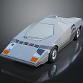 Futuristic Geometric Sports Car Featuring Sleek Silver Body Orange Headlights And Modern 3D Design