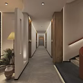 Modern Hotel Lobby Interior With Stone Wall Sofa Rug And Staircase