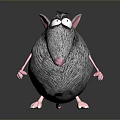 Cute Cartoon Gray Rat Plush Toy With Big Eyes Pink Ears And Paws