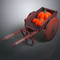 Wooden Cart Filled With Vibrant Orange Pumpkins For Autumn Decoration