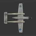Silver Airplane Model with Blue Star Markings on Wings and Red Display Base