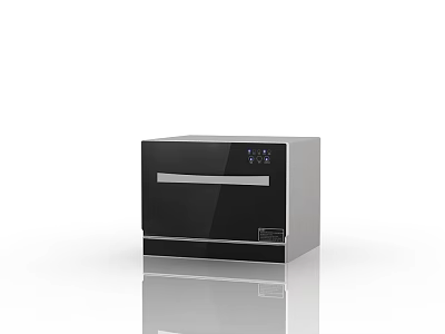 Modern Stainless Steel Kitchen Appliance With Digital Panel And Black Glass Door 3d model