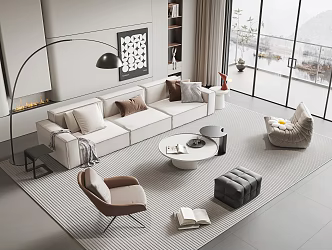 Modern sofa coffee table combination 3d model