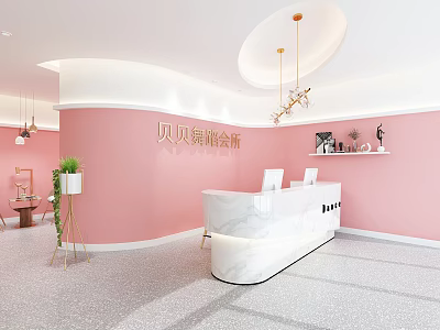 Light Luxury Front Desk Dance School 3d model