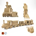 Wooden Doll Train With Multiple Carriages And Round Wheels For Kids Play