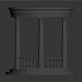 Gray Round Classical Structure Model With Columns Railings And Open Top On Pedestal Base 3d model