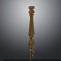 Ornate Golden Decorative Column With Carved Details And Smooth Surface