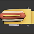 Yellow Mobile Food Truck With Large Hot Dog On Roof For Street Food Service