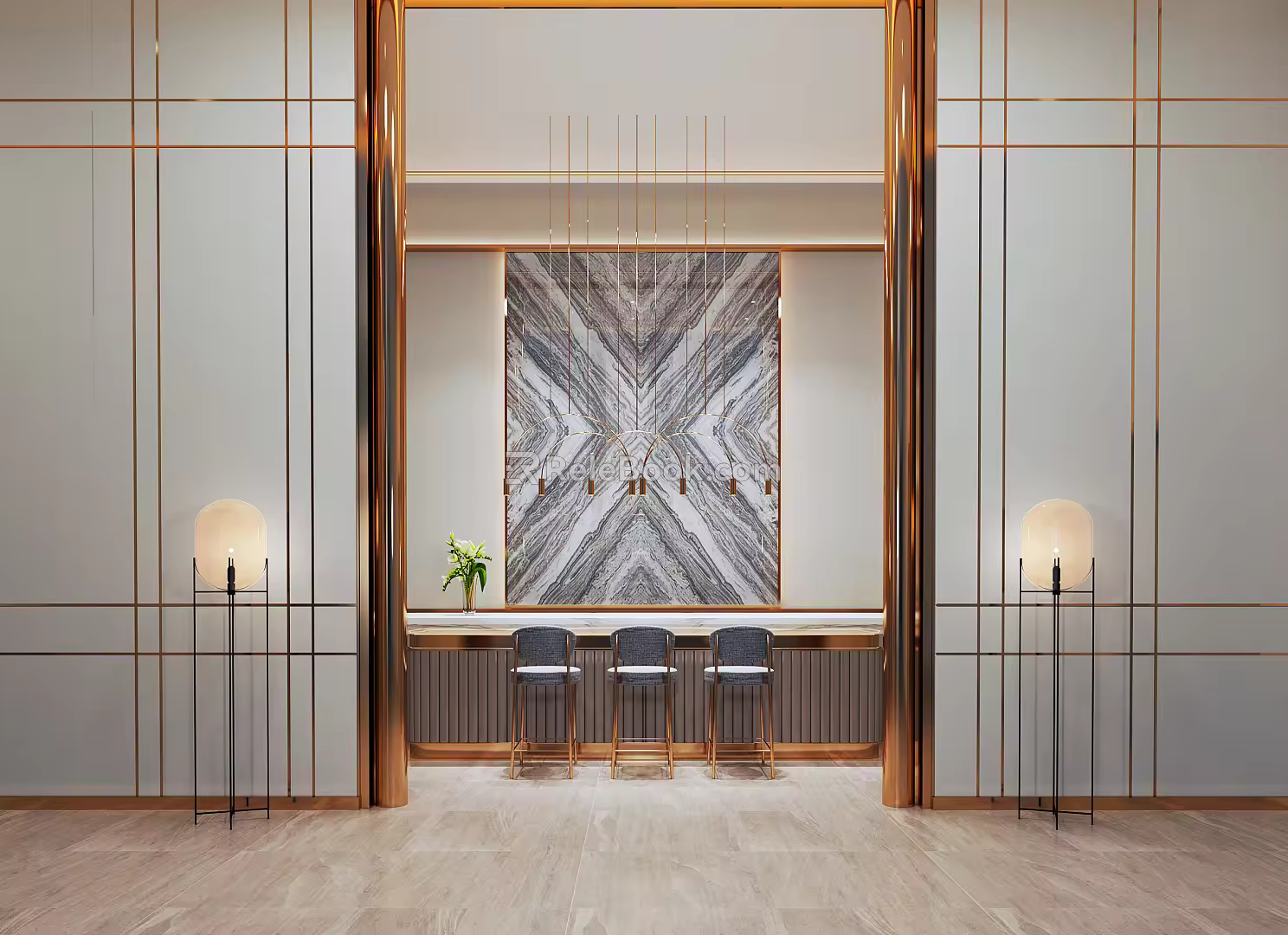 Modern Front Desk Reception Desk 3d model